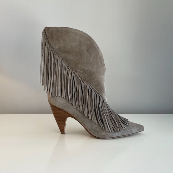 SIGERSON MORRISON Suede Fringe Western Boots | Taupe | Great Condition - Picture 2 of 7